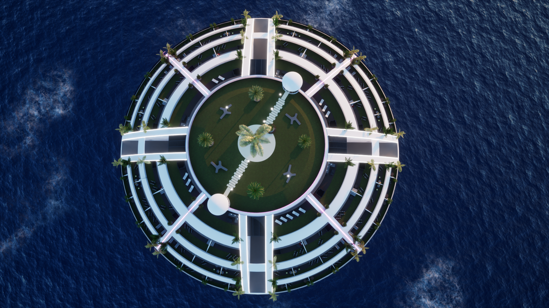 Concept rendering of large-scale circular floating platform